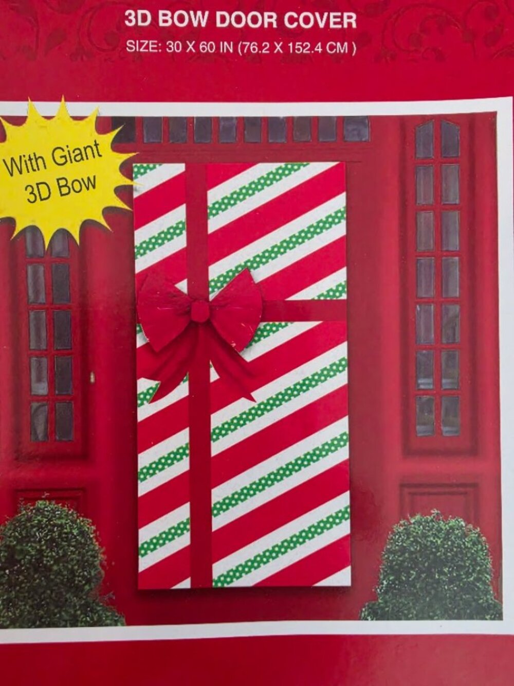 Christmas 3D Bow Door Cover 30" x 60".